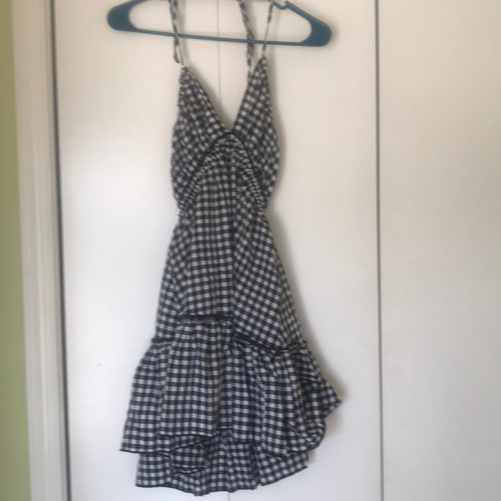 Tied open back ruffle dress